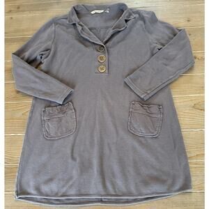 Soft Surroundings Take Two Waffle Knit Tunic Top Shirt Large L Taupe Purple EUC